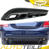 Diffusor Heckdiffusor + Auspuffblenden Schwarz für Mercedes Benz C-Klasse W205 S205 AMG Line C43 AMG 2014-2021 di2