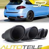 Sport Auspuff Auspuffblenden Endrohre Schwarz Matt Schwarz für Porsche Cayenne 92A V6 2010-2014 et77