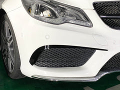 Schwarz Glanz Front Stoßstange Flossen Flaps für Mercedes Benz E Kl. C207 Coupe AMG Line 2013-2016 pz60