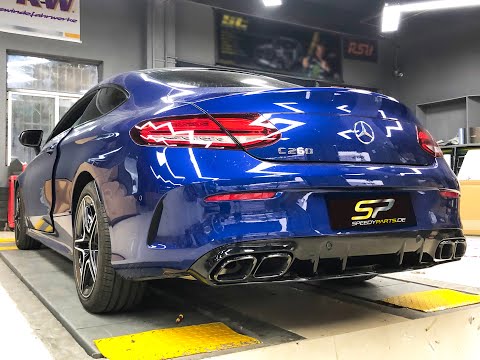 Diffusor Heckdiffusor + Auspuffblenden Schwarz für Mercedes C205 Coupe A205 Cabrio AMG Line C43 OHNE ABE