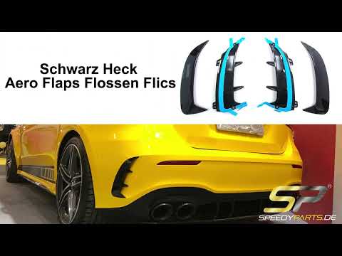 Heck Aero Flaps Flossen Flics Canards Schwarz für Mercedes A Kl. W177 Hatchback AMG Line ab 2018 pz3