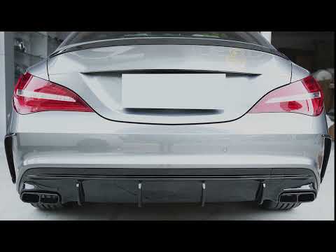 Diffusor Schwarz Auspuff Blenden für Mercedes CLA C117 X117 AMG Line CLA45 16-19 OHNE ABE