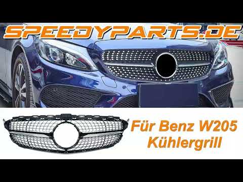 Schwarz Diamantgrill Kühlergrill Grill für Mercedes Benz C-Klasse W205 C205 A205 S205 C43 AMG 2014-03/2018 pz128
