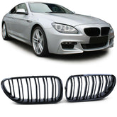 Kühlergrill Nieren Grille Grill Doppelsteg Schwarz Glanz Passend für 6er F06 F12 F13