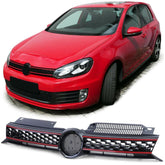 Grill Kühlergrill Wabengrill Schwarz mit Roter Leiste für VW Golf 6 auch GTI 2008-2013