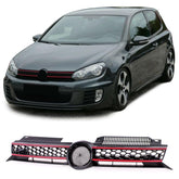 Grill Kühlergrill Wabengrill Schwarz mit Roter Leiste für VW Golf 6 auch GTI 2008-2013 Onne Emblem