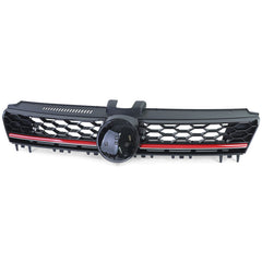 Grill Wabengrill Kühlergrill Schwarz mit Roter Leiste für VW Golf 7 2012-2016 Ohne Emblem