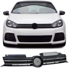 Grill Kühlergrill Schwarz mit Chromleisten Sport für VW Golf 6 2008-2013 Ohne Emblem