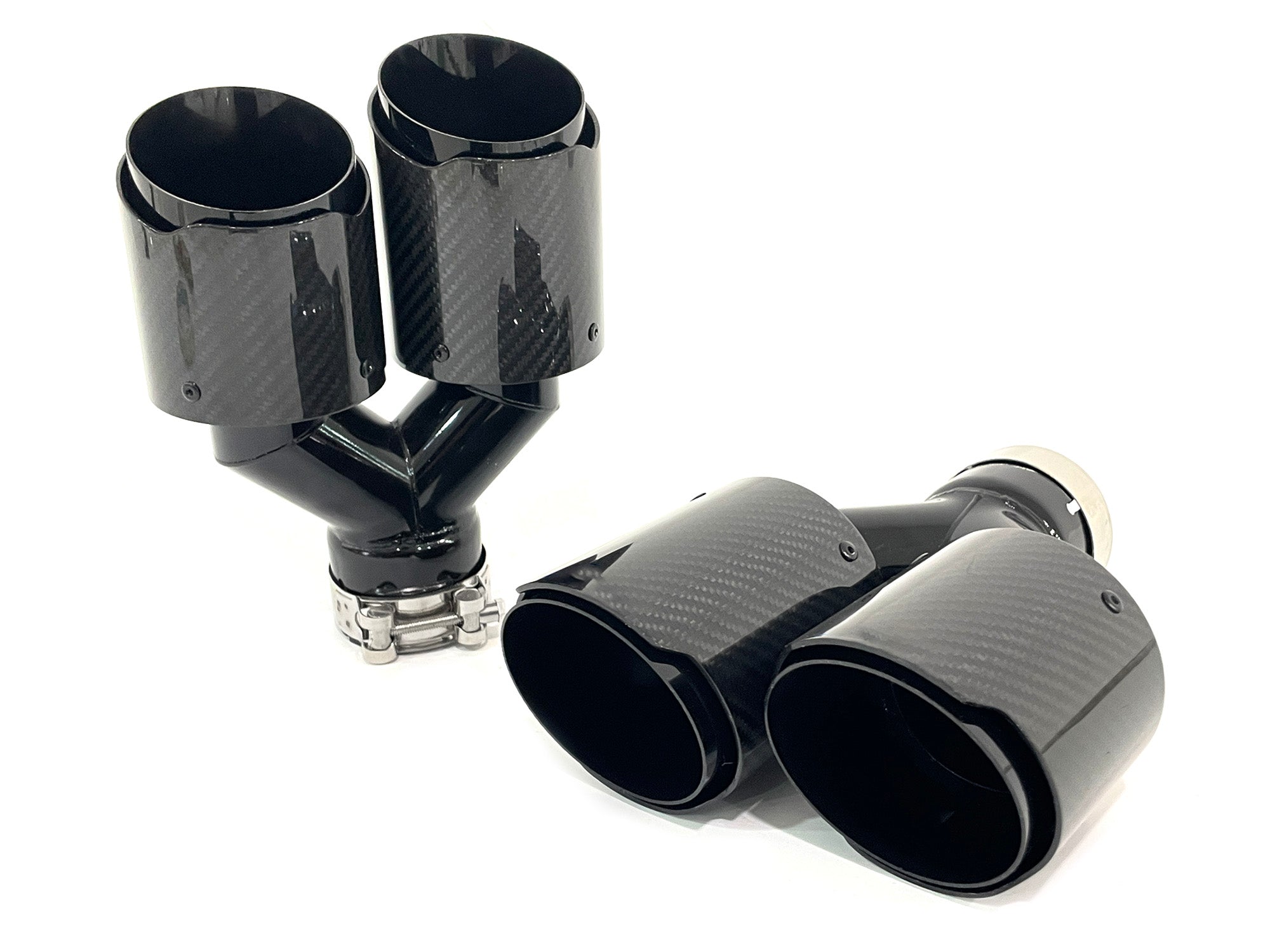 NEU Glanz Carbon Fiber Auspuffblende Endrohre Sportauspuff Passend für Universal 62-65mm et280
