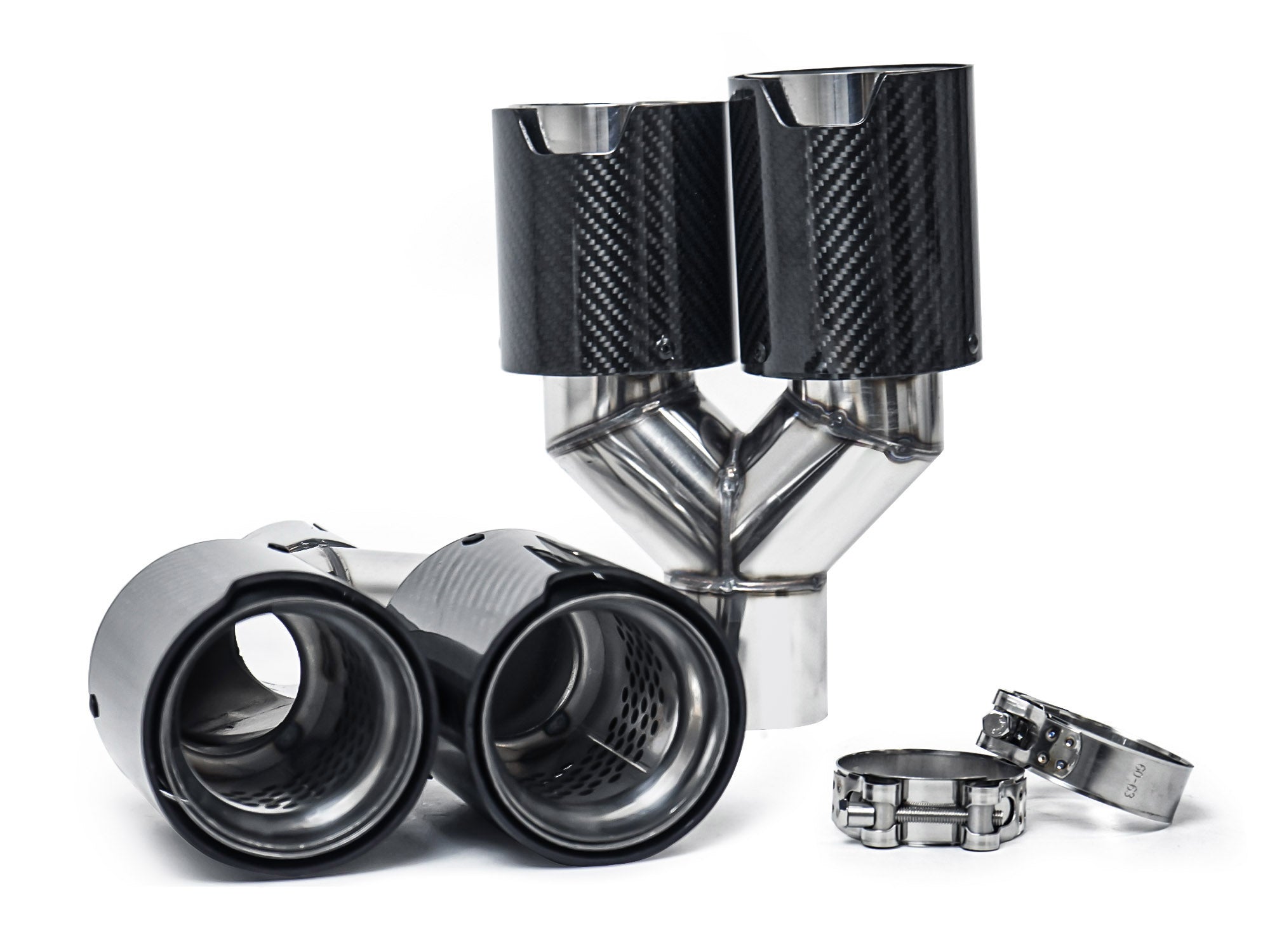Carbon Chrom Doppel Endrohre Auspuffblenden Auspuff 4 Rohr Duplex für 5er F10 F11 535i 535d