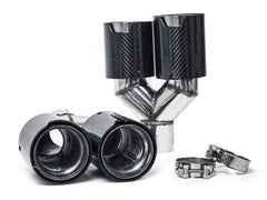 Carbon Chrom Doppel Endrohre Auspuffblenden Auspuff 4 Rohr Duplex für 5er F10 F11 535i 535d