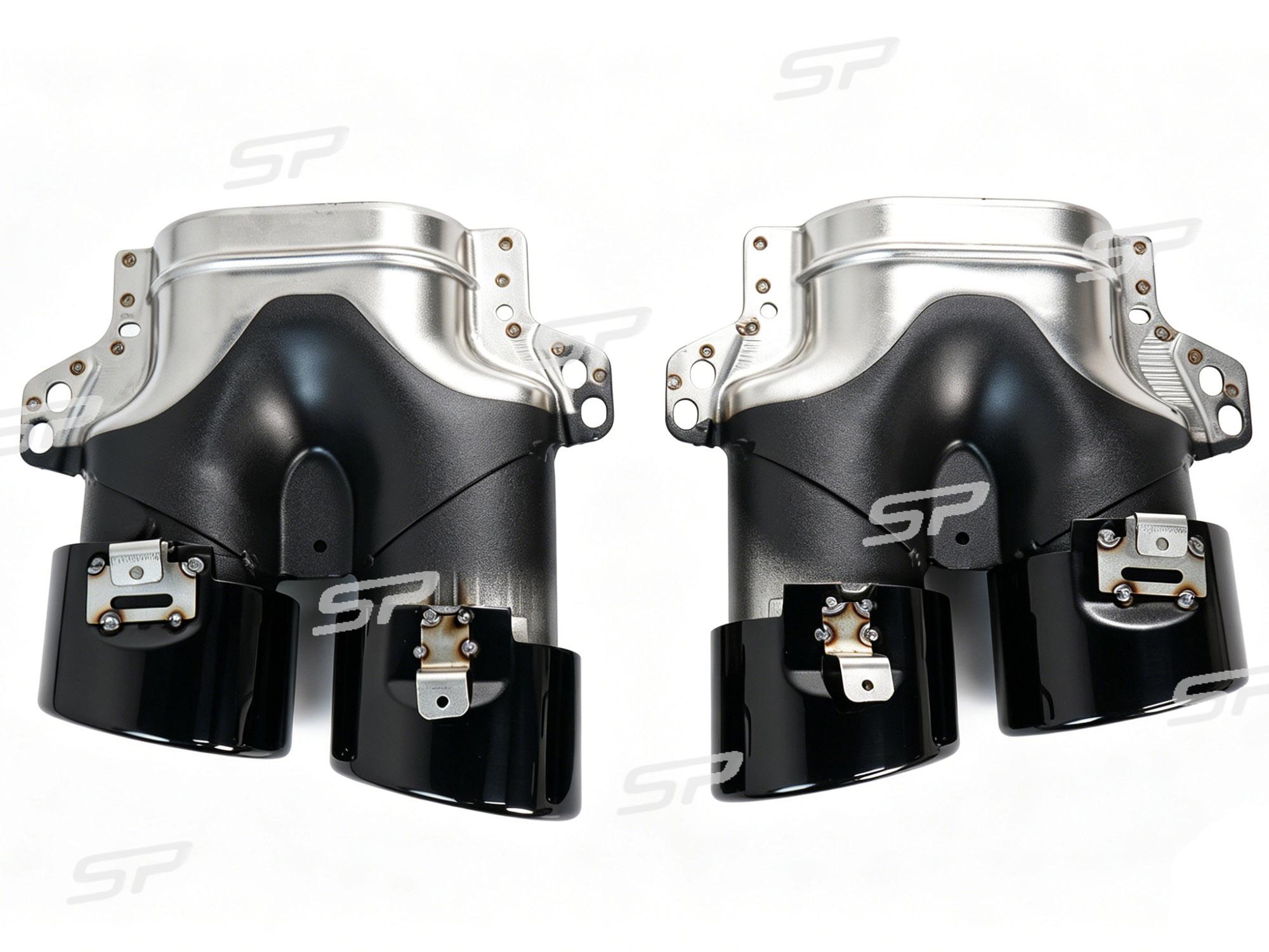 Schwarz Heckdiffusor Endrohre C43 Look für Mercedes W205 S205 Seriens Avantgarde
