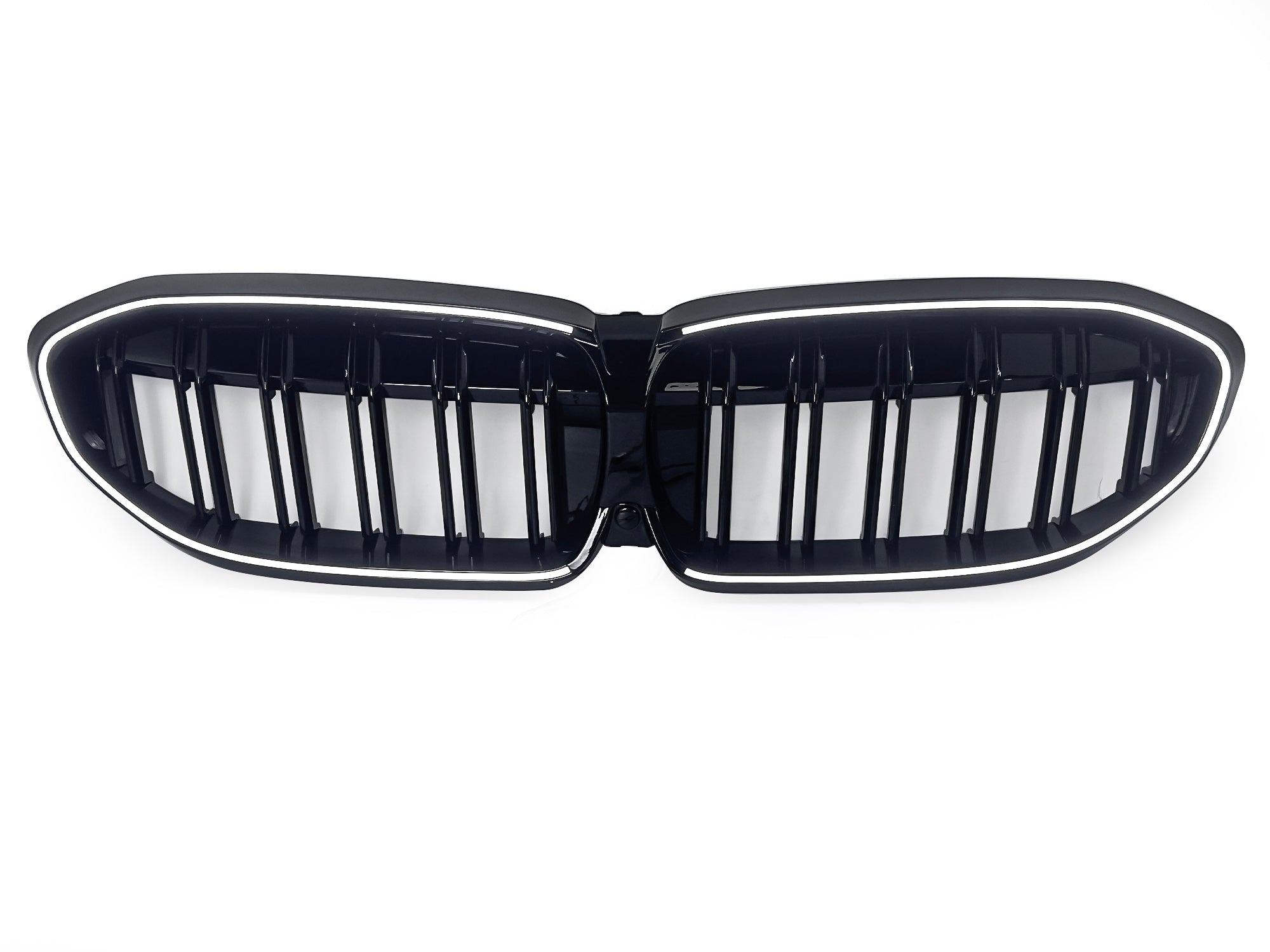 Schwarz Doppelsteg LED Kühlergrill Grill Frontgrill für BMW 3er G20 G21 2019-2022 vor LCI