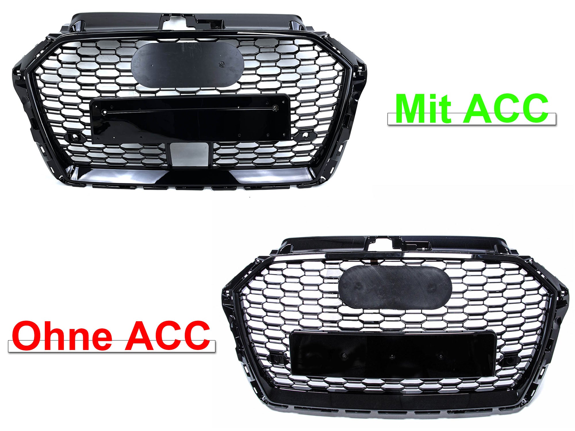 Sport Grill Wabengrill Kühlergrill Schwarz für AUDI A3 S3 8V S Line Facelift 16-20 NON ACC fg164