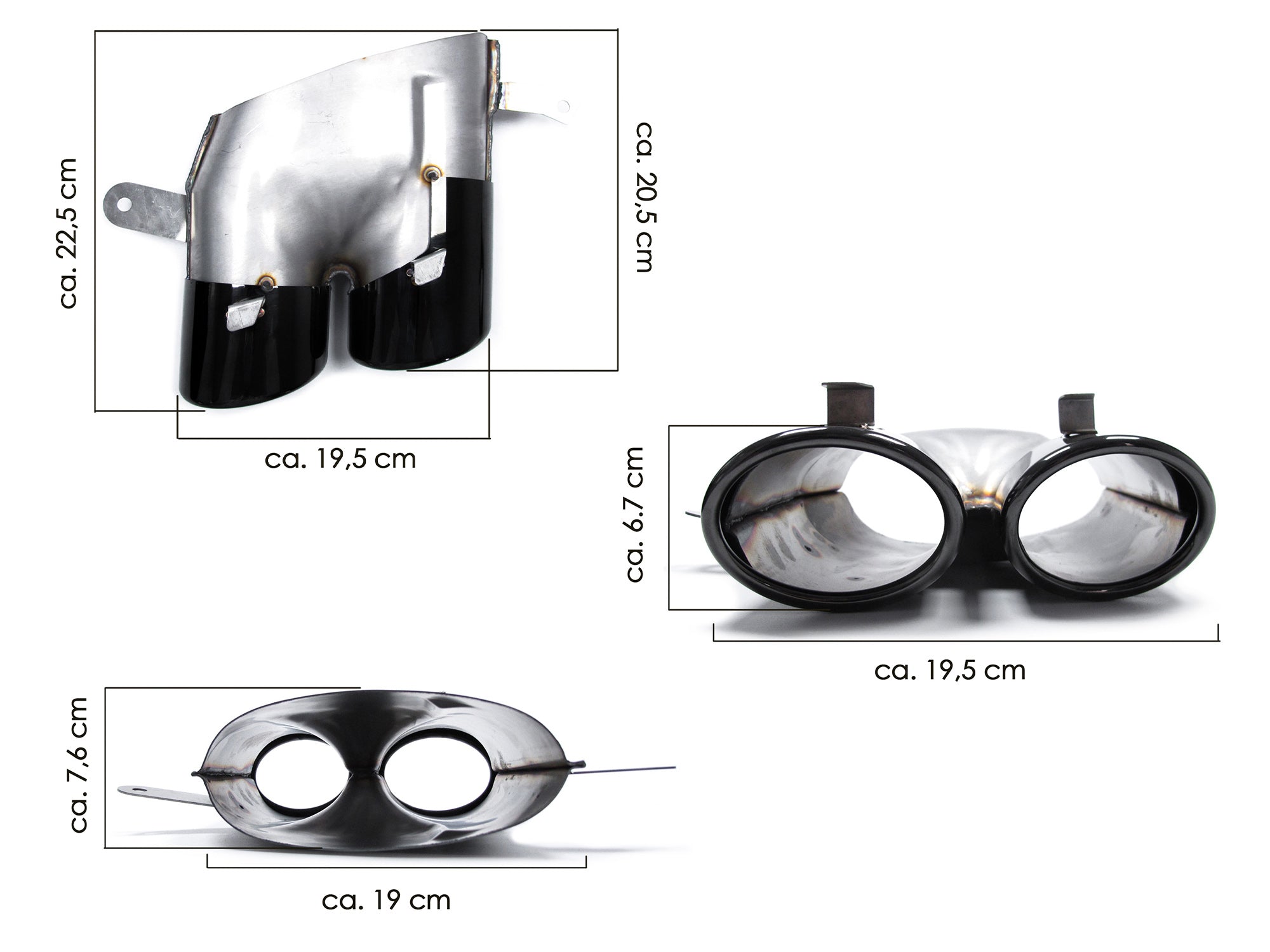 Auspuffblenden Endrohrblende Glanz Schwarz für AUDI A6 C7 Limo S Line 2015-2018