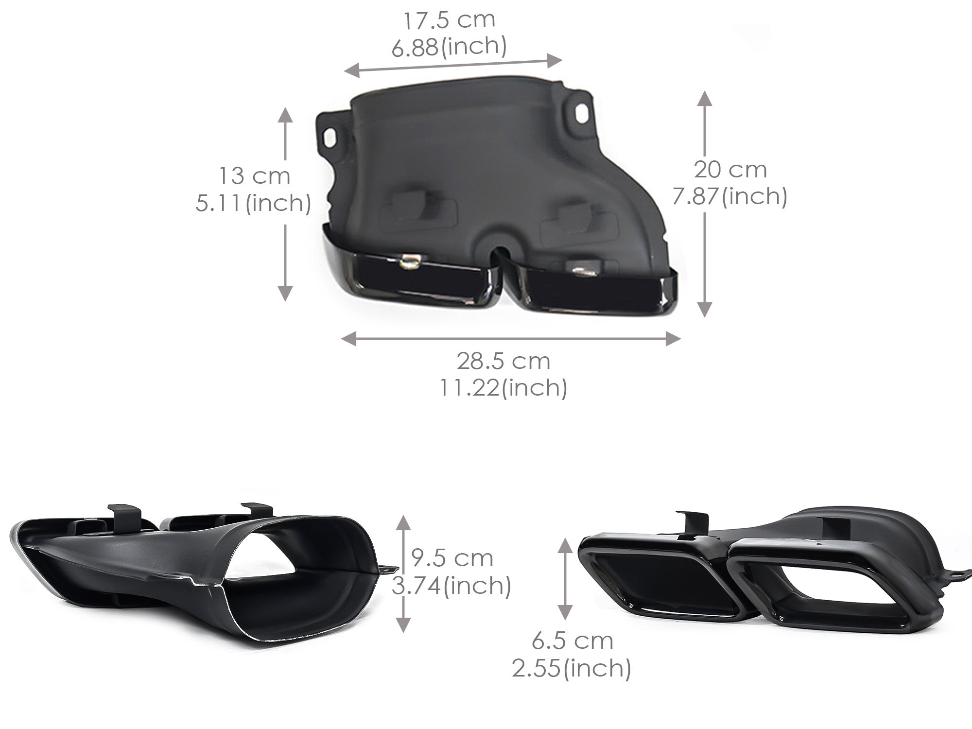 Schwarz Heckdiffusor Auspuff für Mercedes GLS X166 AMG Line 15-19 OHNE ABE