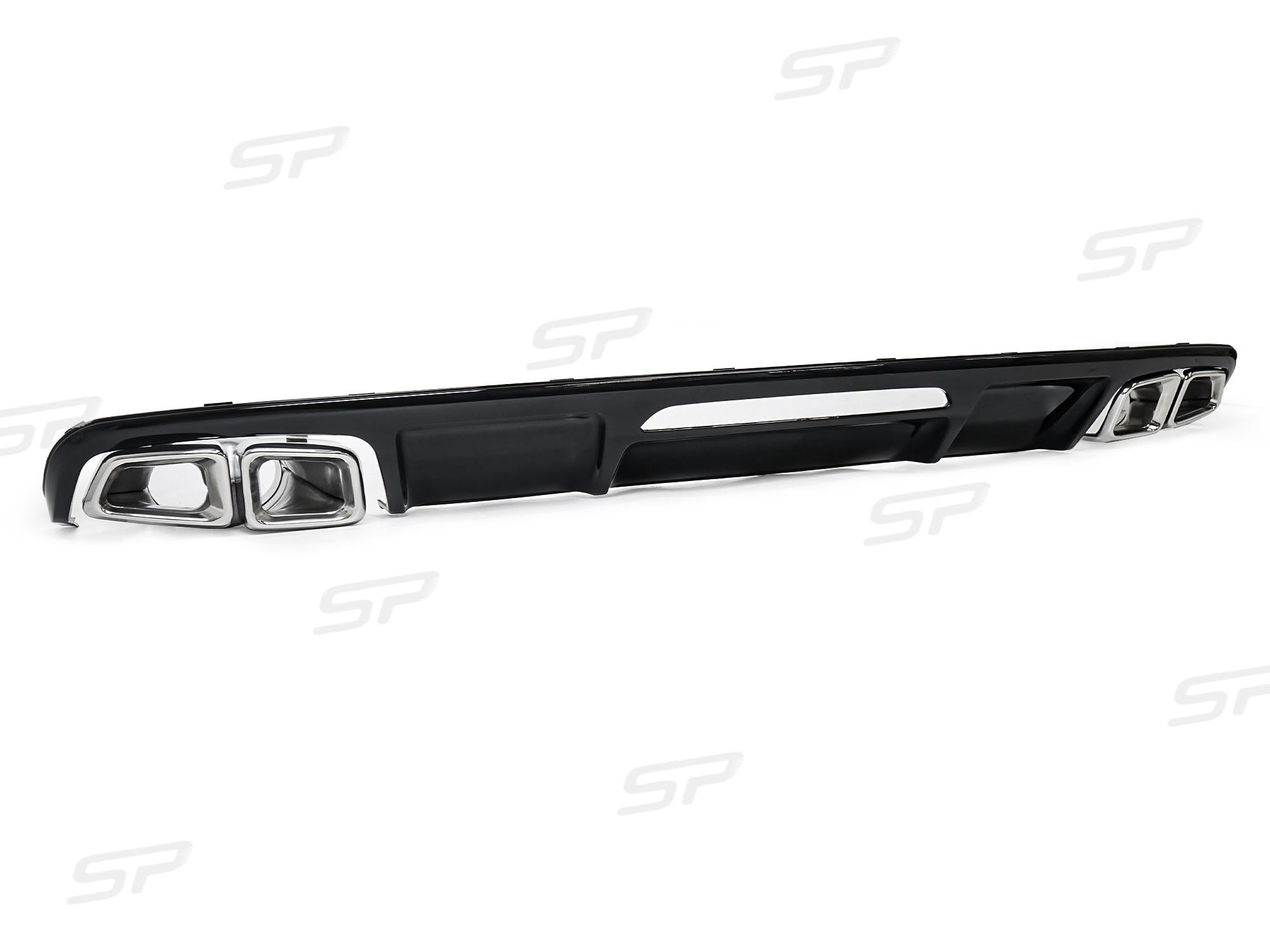 Schwarz Glanz Diffusor Silber Endrohre für Mercedes CLS W218 C218 AMG Line 2011-2017