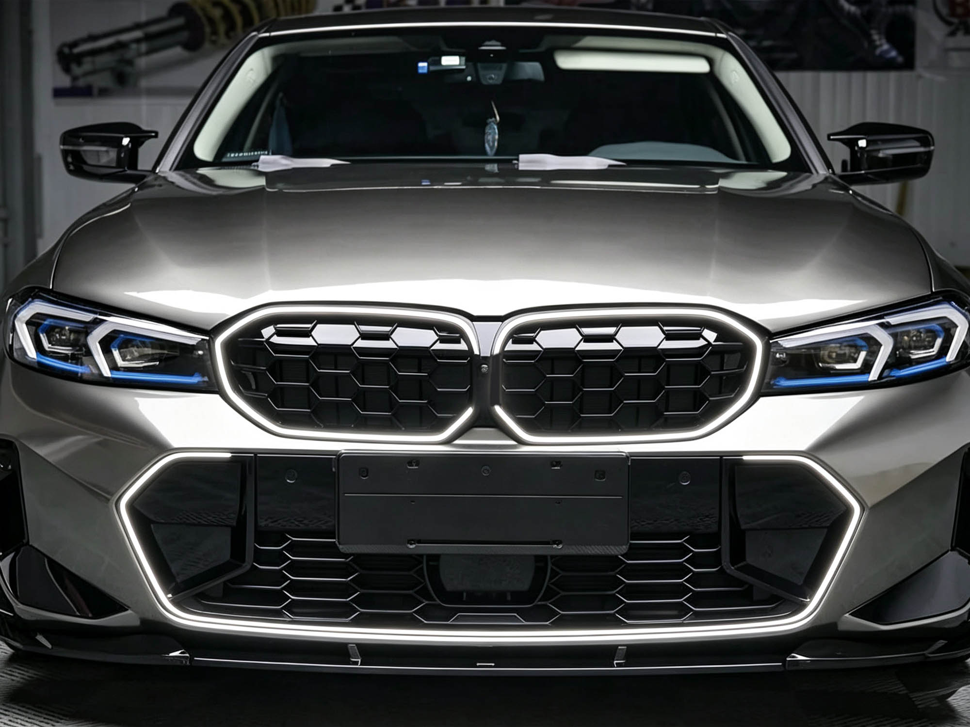 Schwarz LED Diamantgrill Kühlergrill Grill für BMW 3er G20 G28 G21 LCI 23+