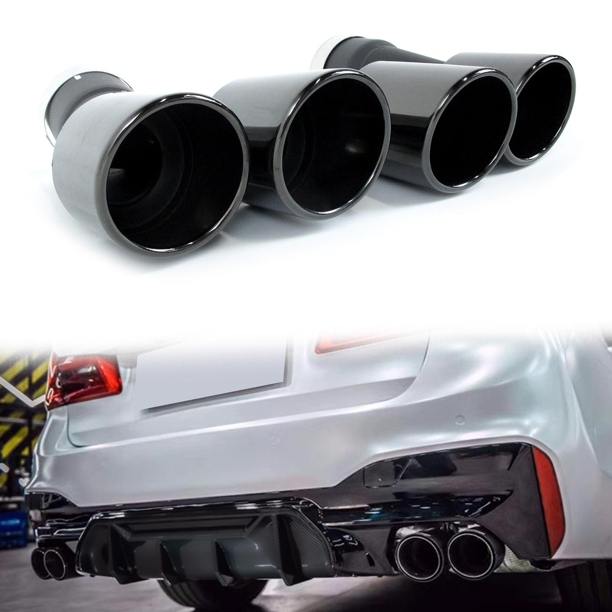 Schwarz Auspuff Endrohr Auspuffblenden für BMW 5er G30 G31 M-Sport Paket