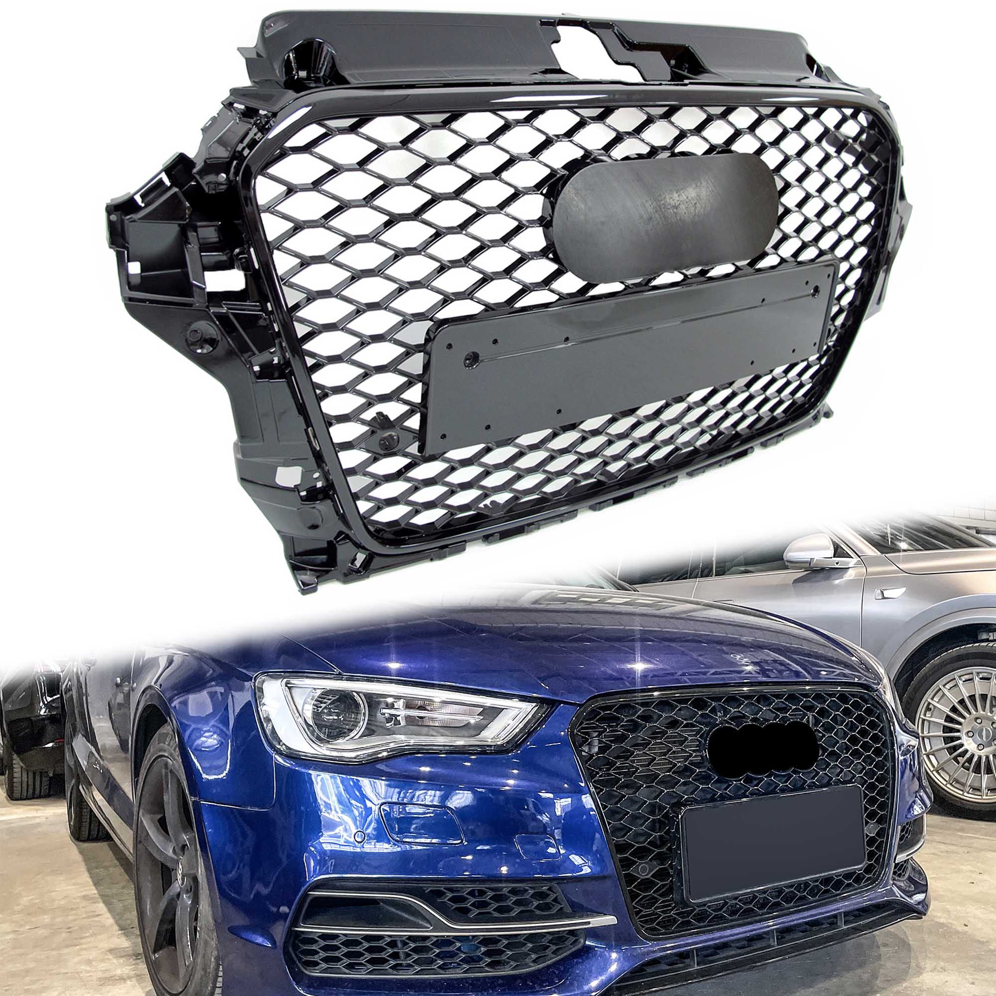 Wabengrill Kühlergrill Grill Schwarz für AUDI A3 8V S3 2012-2016 vor Facelift fg87