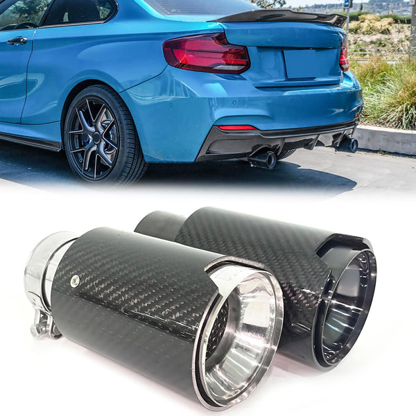 Glanz Carbon Fiber Auspuffblende Endrohre Sportauspuff für BMW M Stoßstange  Universal 62-65mm et280 – SpeedyParts