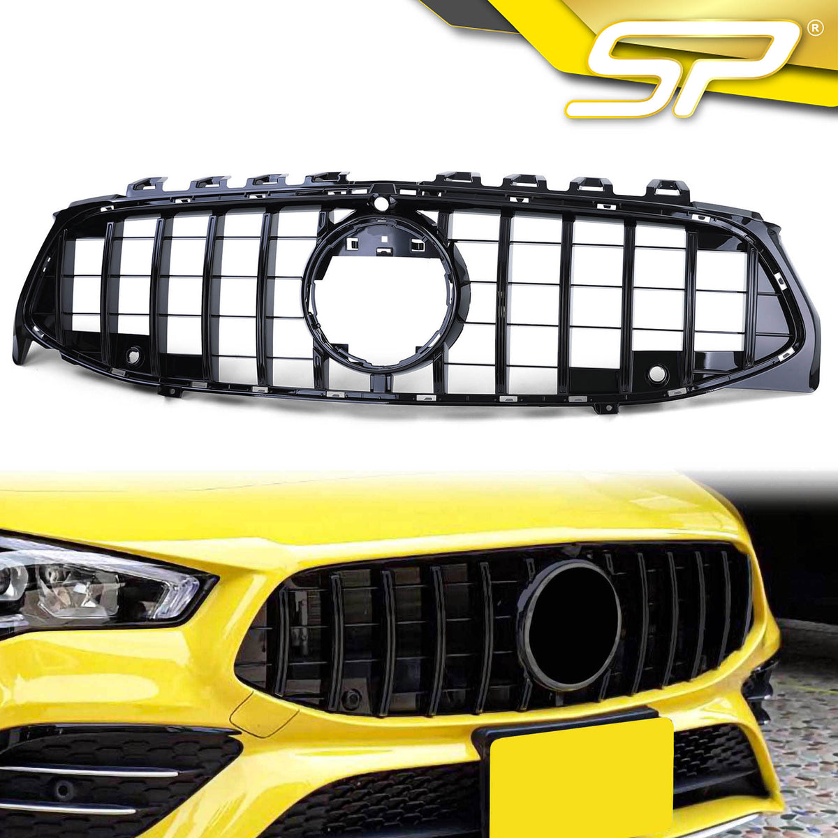 Kühlergrill Grill Schwarz / Chrom GT Panamericana für Mercedes CLA C118 X118 MIT Kamera ab 2019 fg142