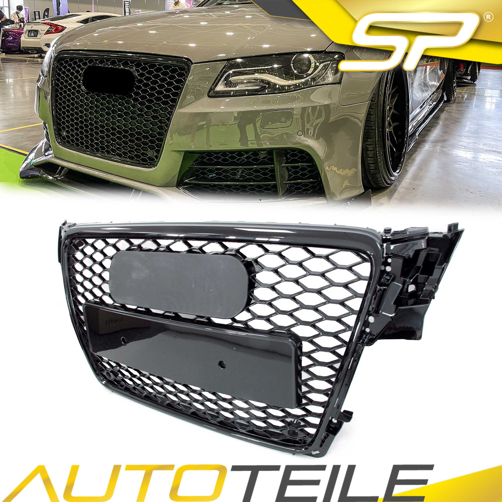 Kühlergrill Wabengrill Frontgrill Schwarz für AUDI A4 B8 8K S-Line S4 2007-2011 fg88