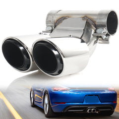 Sport Auspuffblenden Endrohre Silber für Porsche 718 Cayman Boxster ab 2016 Benzin et188