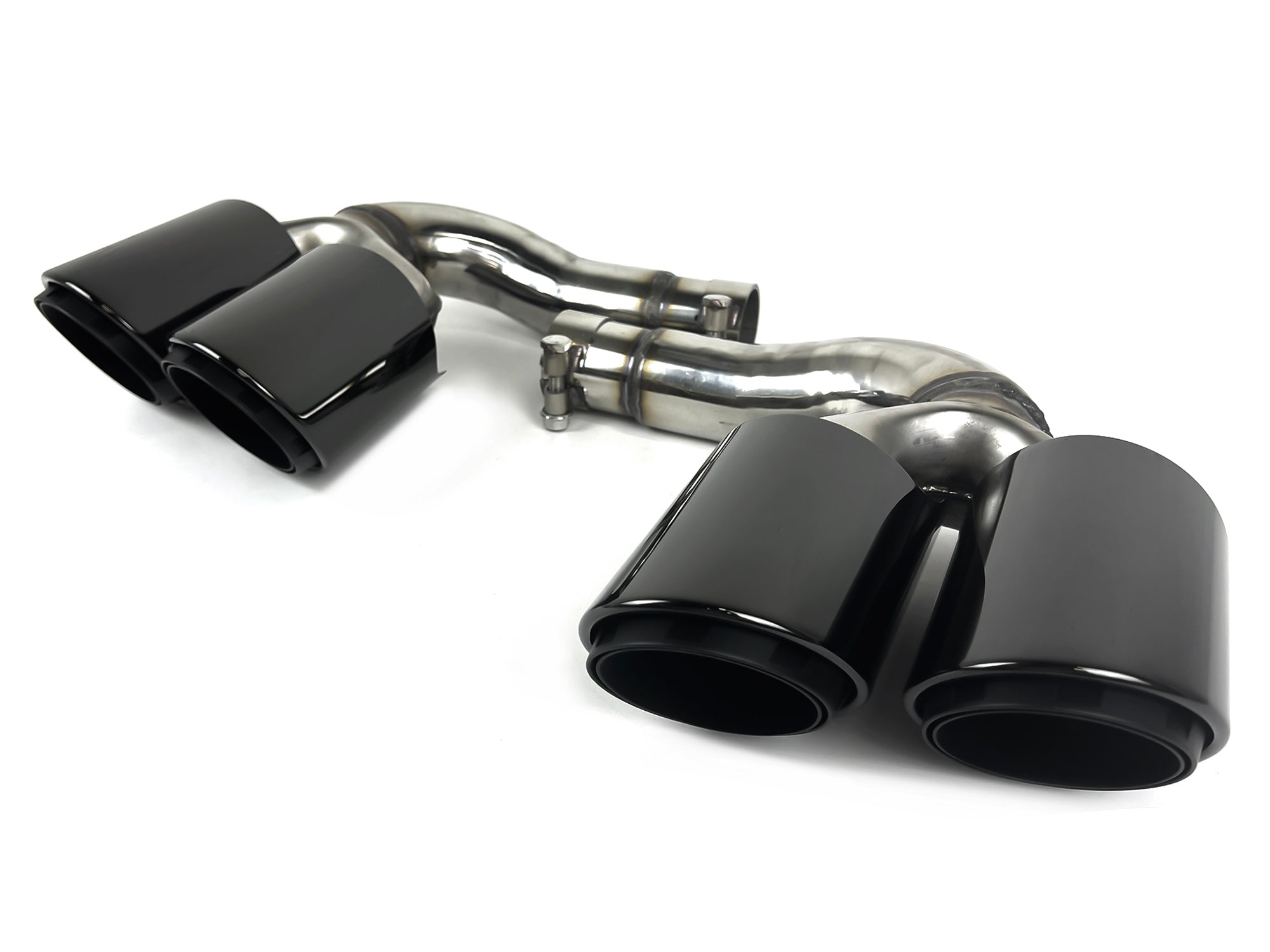 Schwarz Glanz Auspuffblenden Endrohre Auspuff Blende für VW Touareg III 2,0 2018+ et333