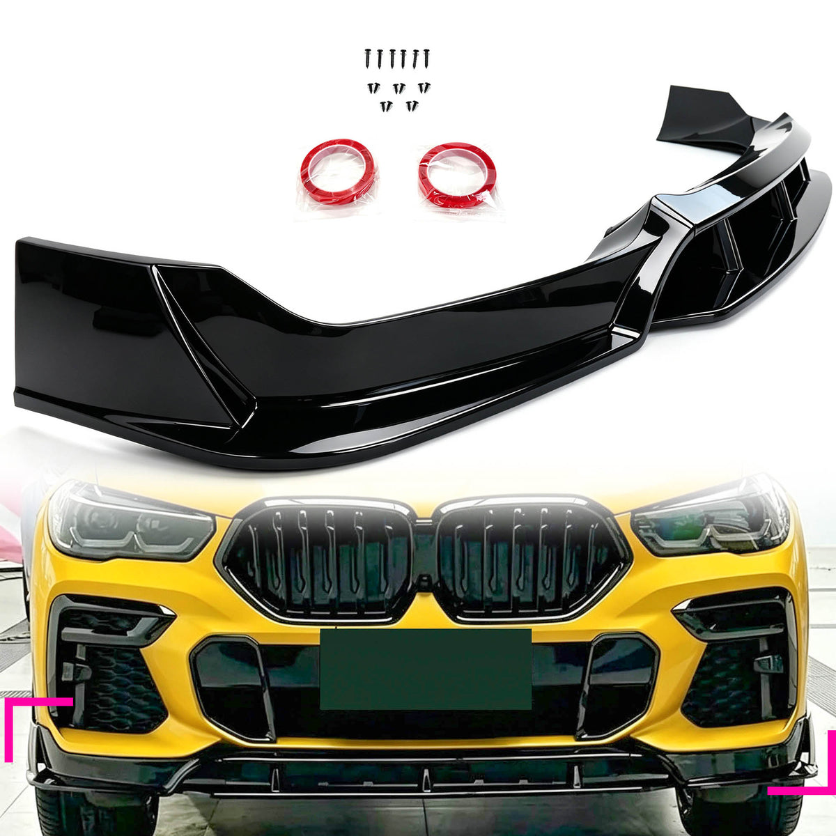 Schwarz Glanz Frontspoiler Spoiler Lippe für BMW X6 G06 M Paket 19-23 OHNE ABE
