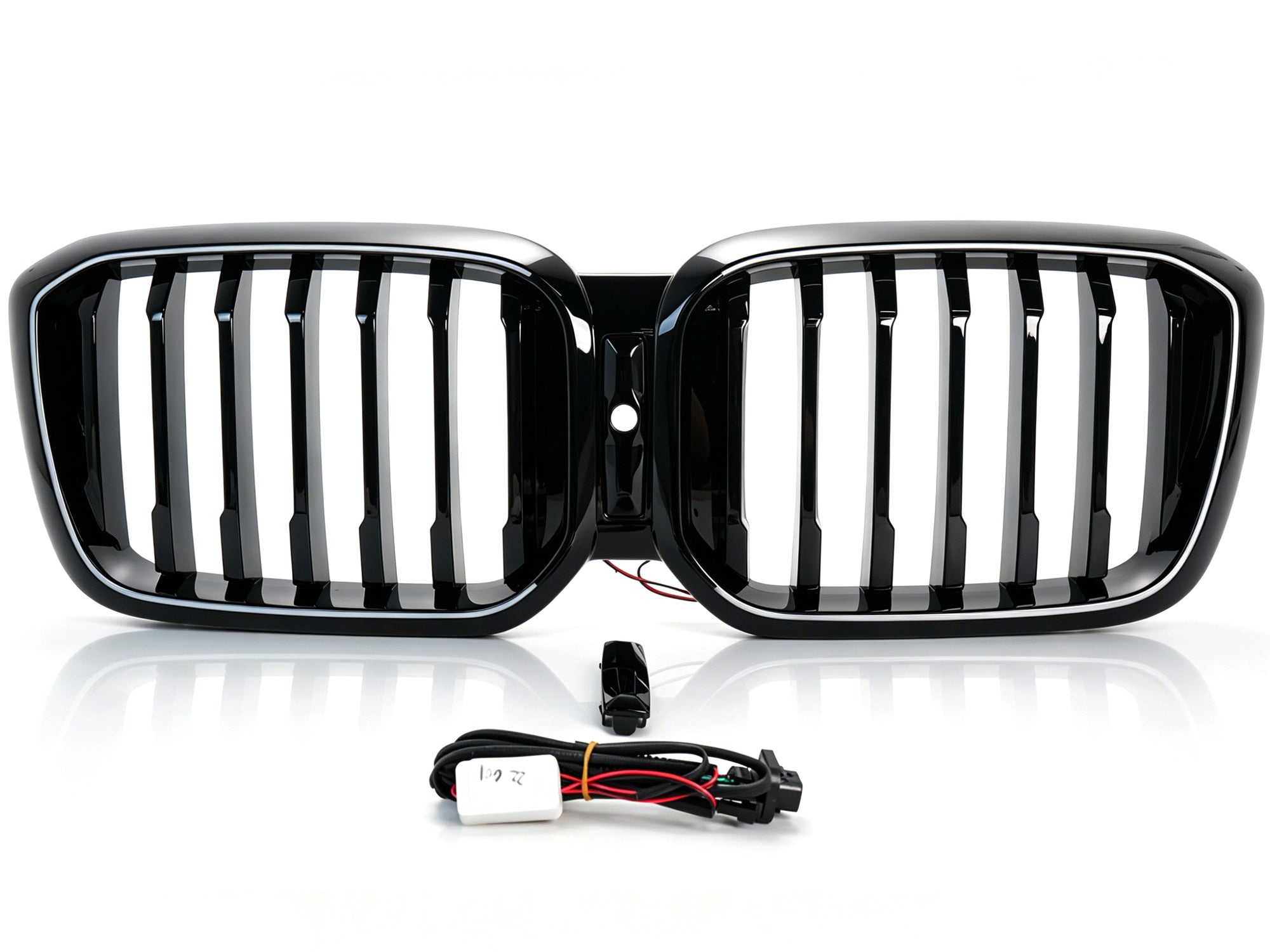 Schwarz Einsteg LED Kühlergrill Frontgrill Grill Nieren für BMW X3 G01 X4 G02 22+ LCI