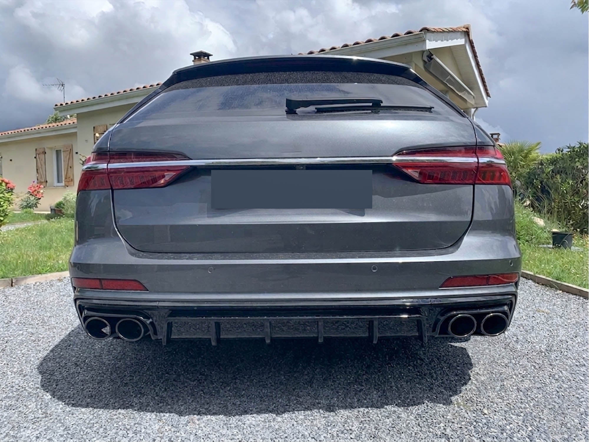 Schwarz Diffusor Heckdiffusor Endrohre für AUDI A6 S6 C8 Limo Avant S-Line 2018+ di92