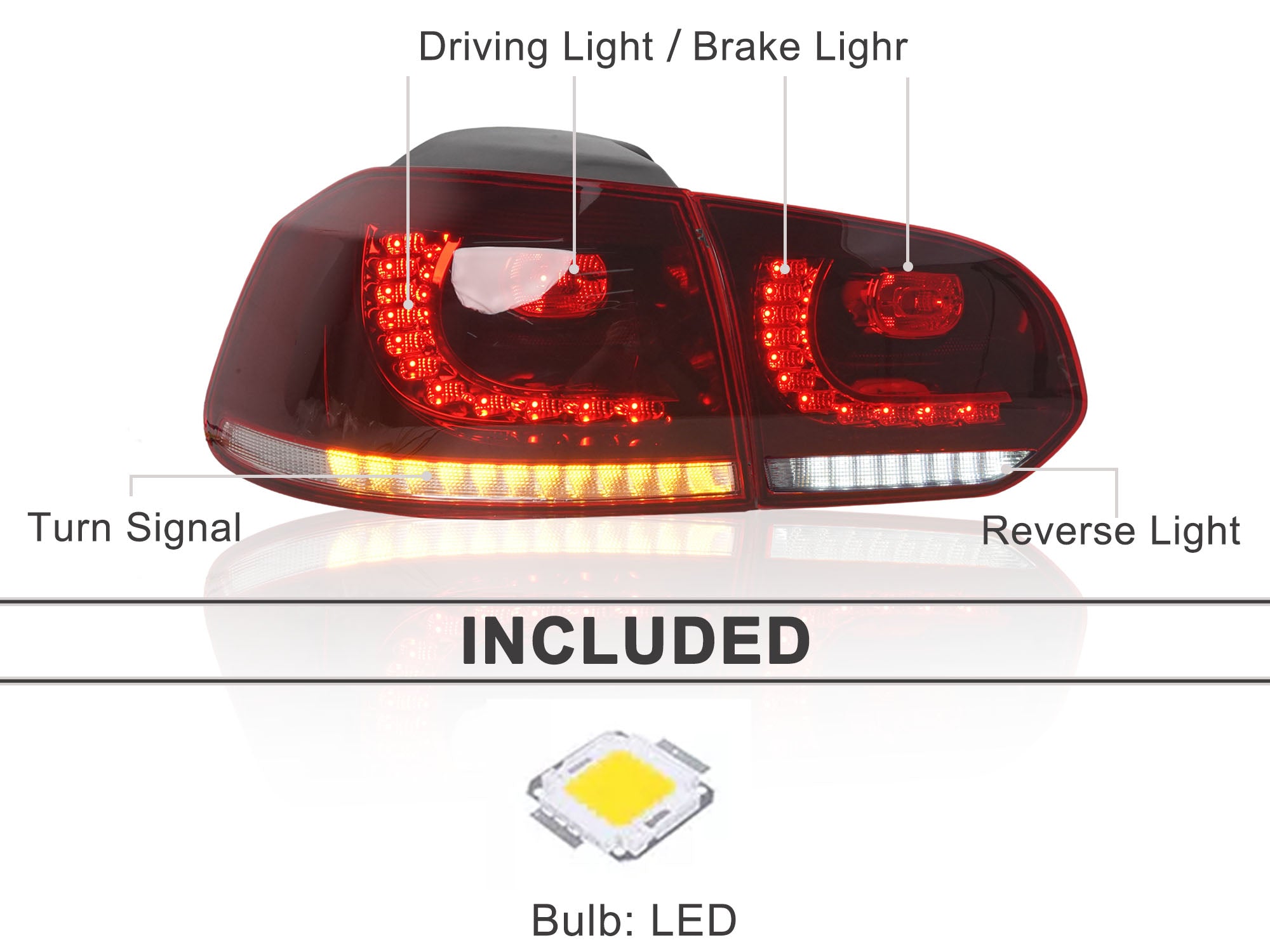 NEU LED Rücklicht Rückleuchten für VW Golf 6 Heckleuchten MK6 GTI GTD TSI TDI R 2008-2013