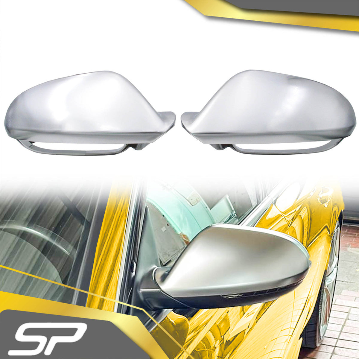 Spiegelkappen Außenspiegelkappen Alu Matt Chrom für AUDI A6 C7 4G S6 RS6 mit SideAssist 2011- 2018