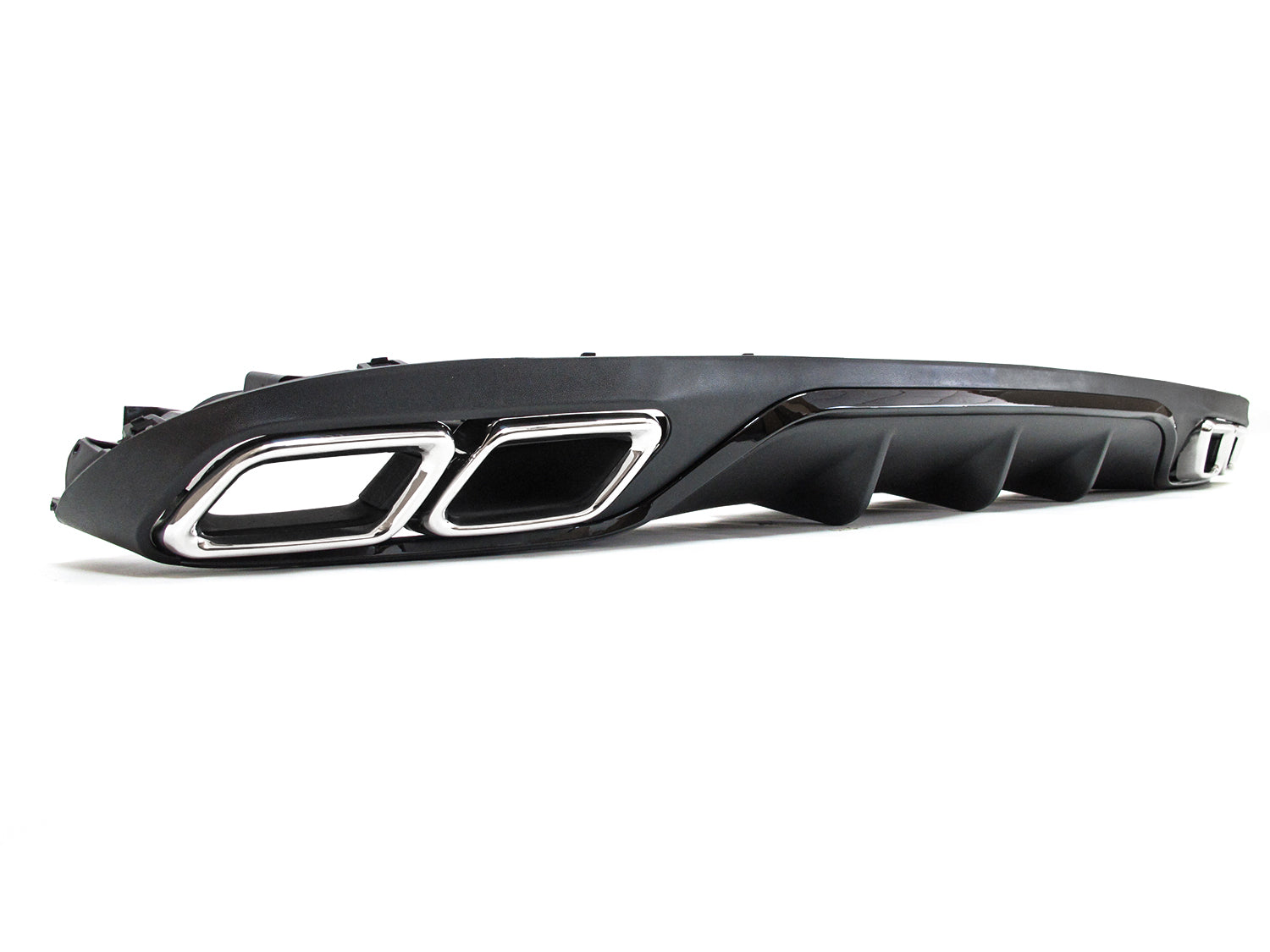 NUR FÜR BENZIN Diffusor Heckdiffusor + Auspuffblenden Chrom für Mercedes E-Klasse W213 S213 mit Serienstoßstange di35