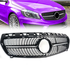 Kühlergrill Diamantgrill Diamant Grill Frontgrill Schwarz für Mercedes Benz A Klasse W176 A180 A220 OHNE Kamera 2012-2015 VFL