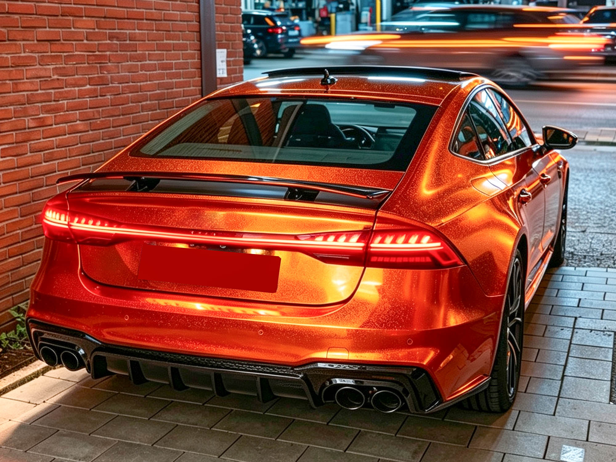 Schwarz Diffusor Heckdiffusor Auspuff Endrohre für AUDI A7 S7 C8 4K Sportback S Line 2018+ OHNE ABE