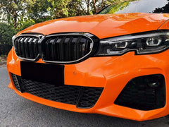 Schwarz Doppelsteg LED Kühlergrill Grill Frontgrill für BMW 3er G20 G21 2019-2022 vor LCI