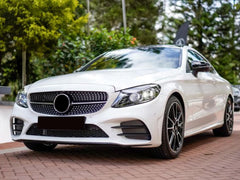 Schwarz Kühlergrill Diamantgrill Front Grill für Mercedes Benz C-Klasse W205 C205 S205 A205 Facelift 2018+ fg63