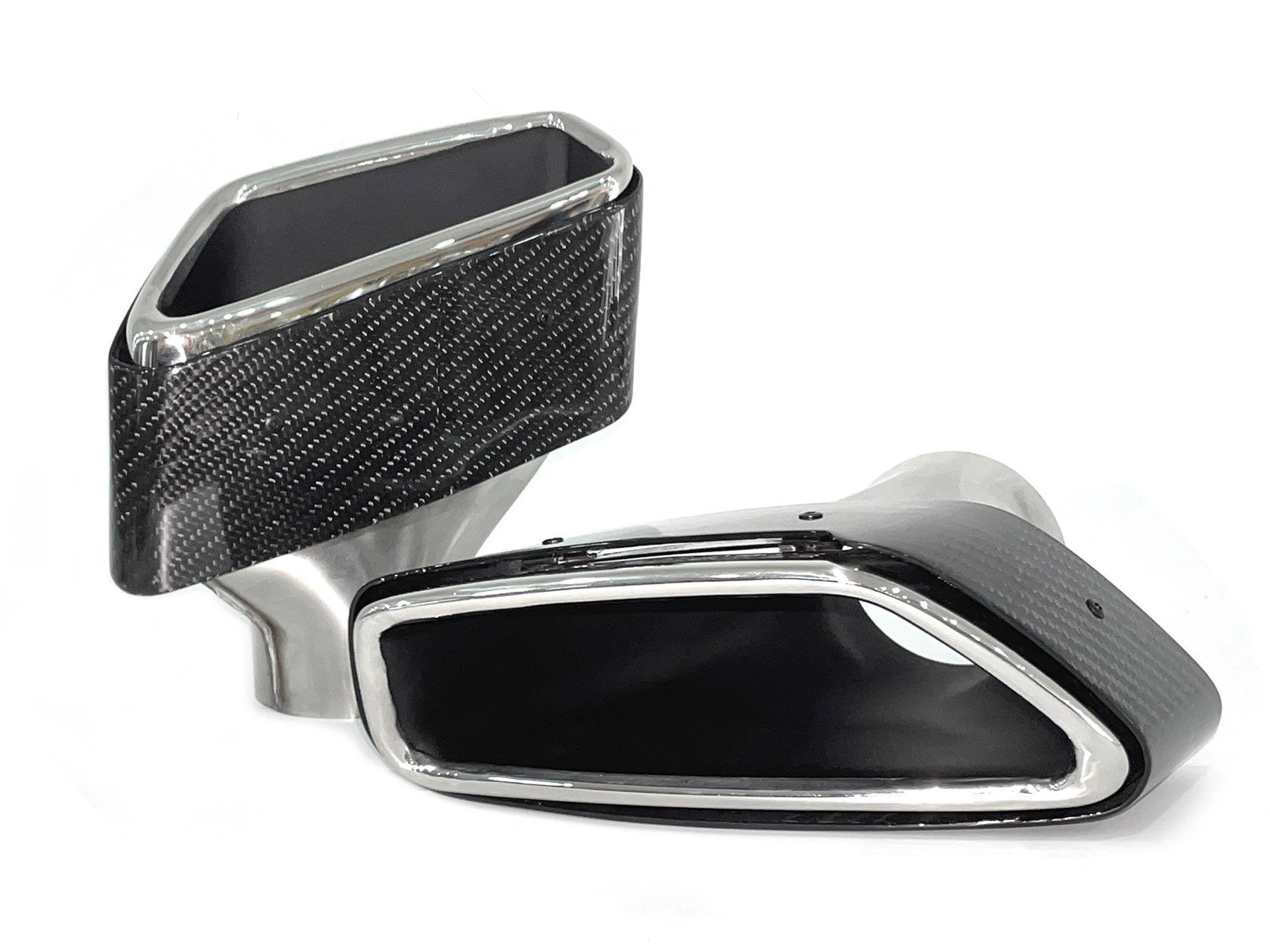 NEU Chrom Carbon Fiber Auspuffblenden Auspuff Endrohr Satz Passend für 5er G30 G31 Sport Paket  ab17 et276