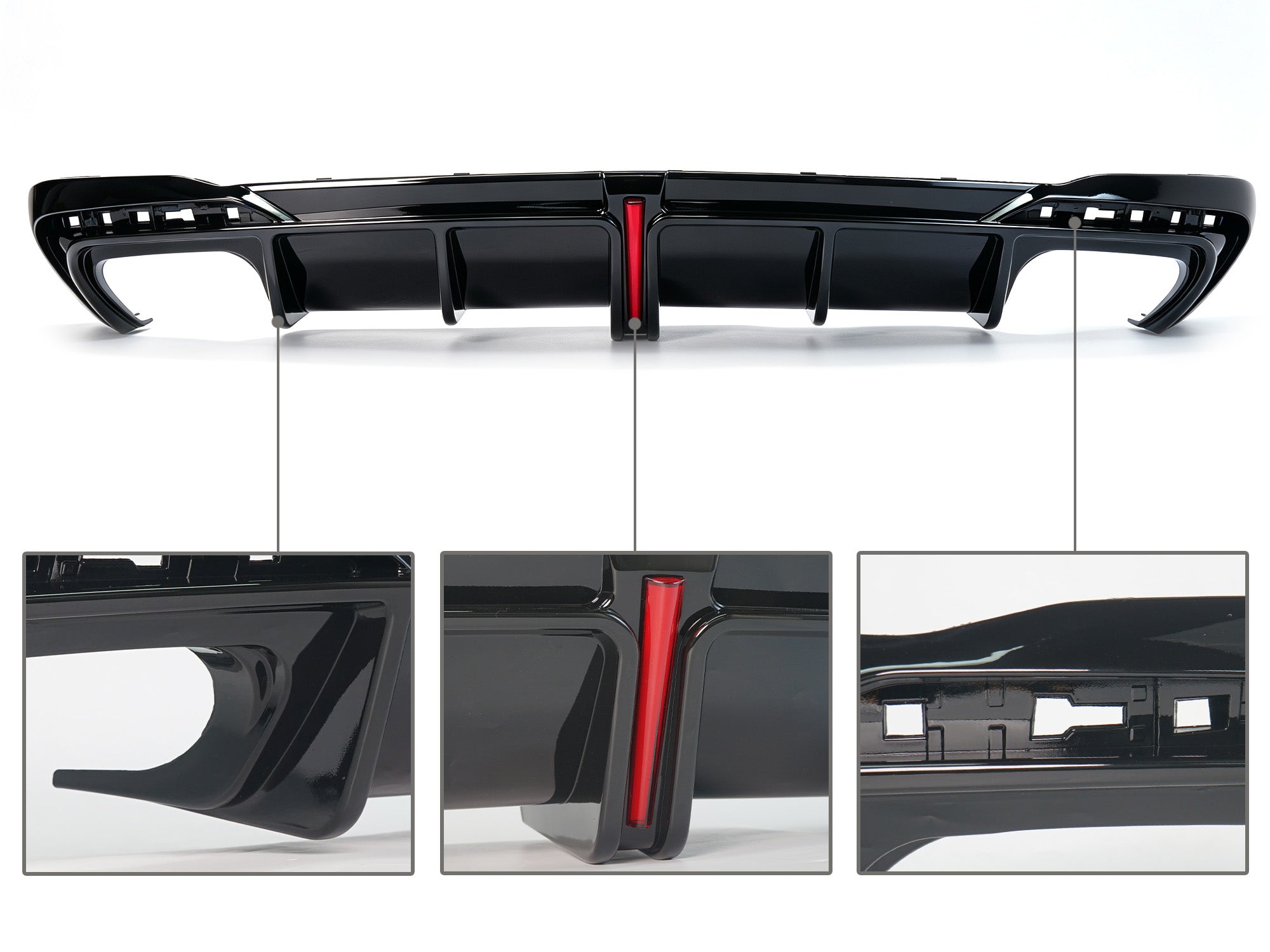 Schwarz Glanz Diffusor Heckdiffusor mit LED Licht für AUDI A4 S4 B9 S Line 2020+ OHNE ABE