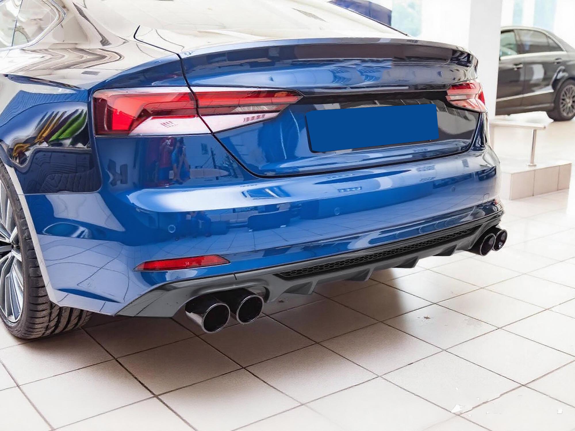 Schwarz Heckdiffusor Auspuffblenden Diffusor für Audi A5 F5 S Line 2017-2020 vor-facelift