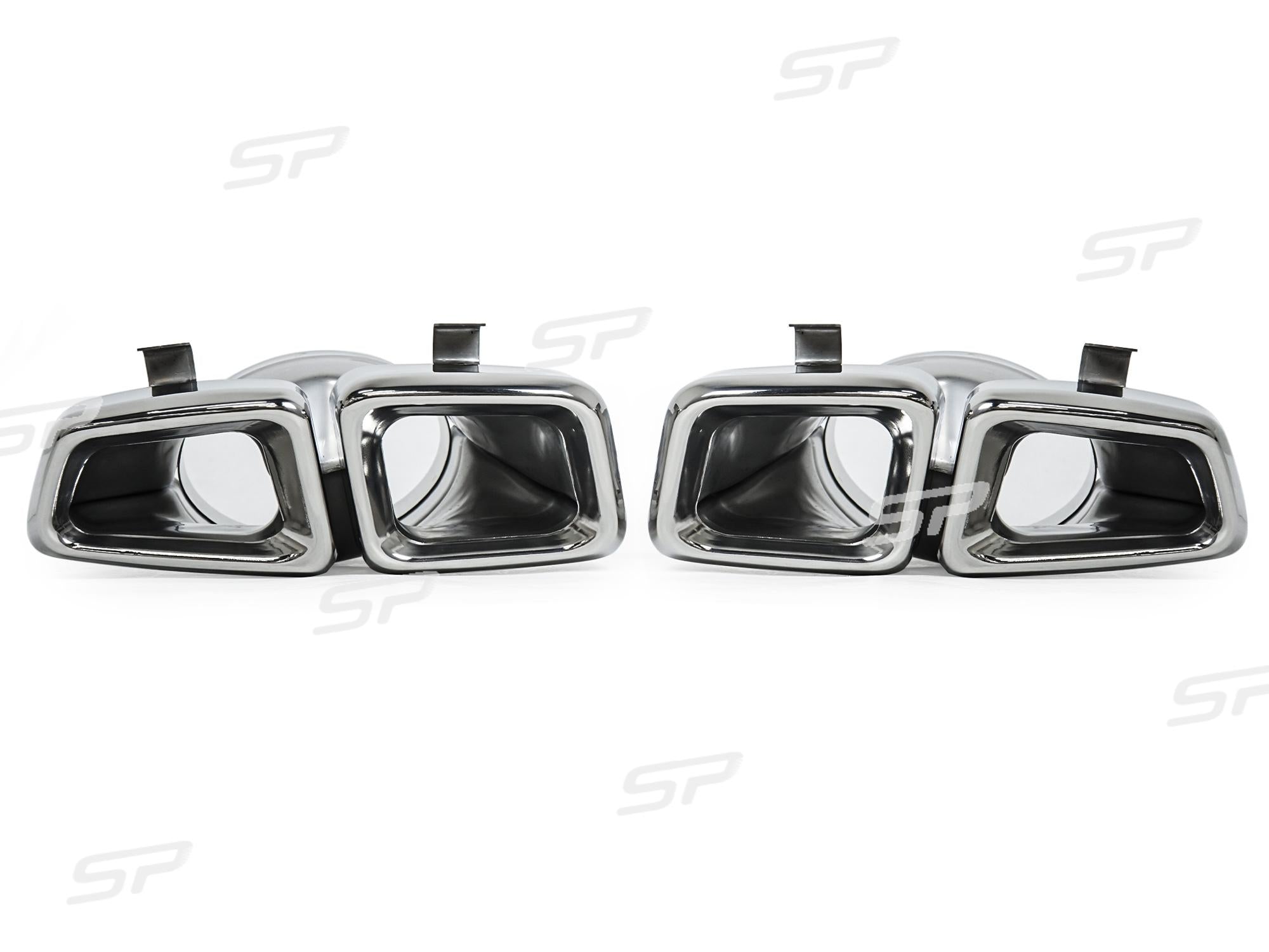 Schwarz Glanz Diffusor Silber Endrohre für Mercedes CLS W218 C218 AMG Line 2011-2017