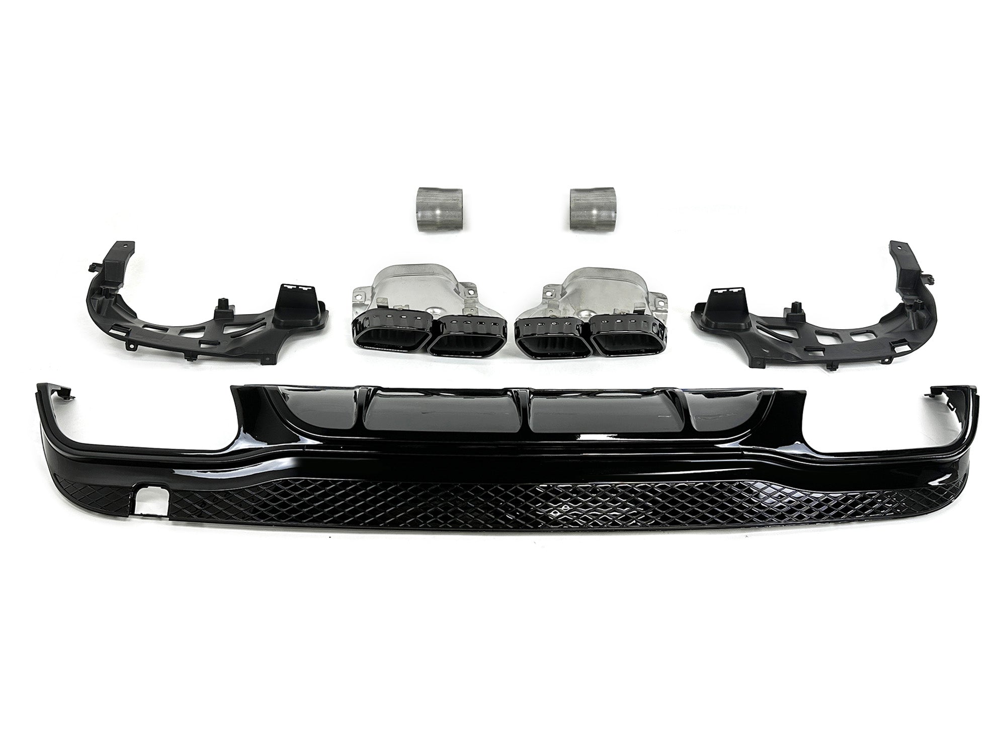 Schwarz Heckdiffusor + Auspuffblenden für Mercedes C207 Coupe A207 Cabrio E250 E350 AMG Line 2013-2017