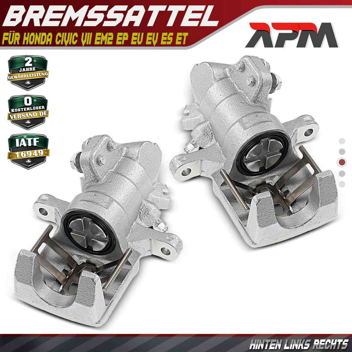 2x Bremssattel Bremszange Hinterachse 34mm für Honda Civic 7 EM2 EP EU EV ES ET