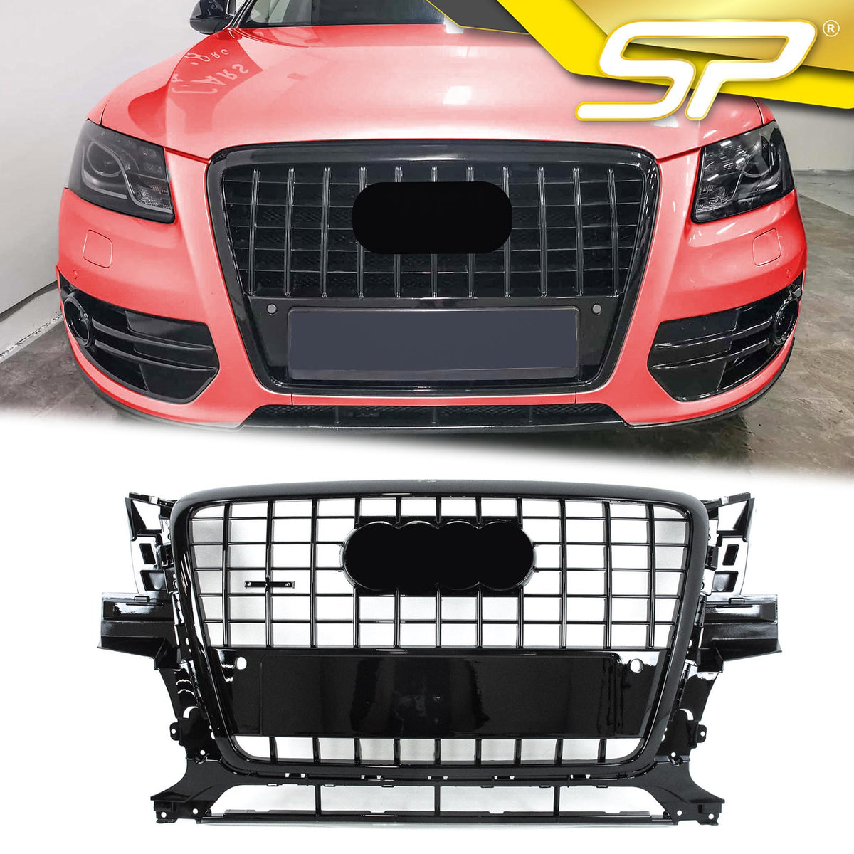 Frontgrill Kühlergrill Grill Schwarz Glänzend für Audi Q5 8R 2008-2012 VFL