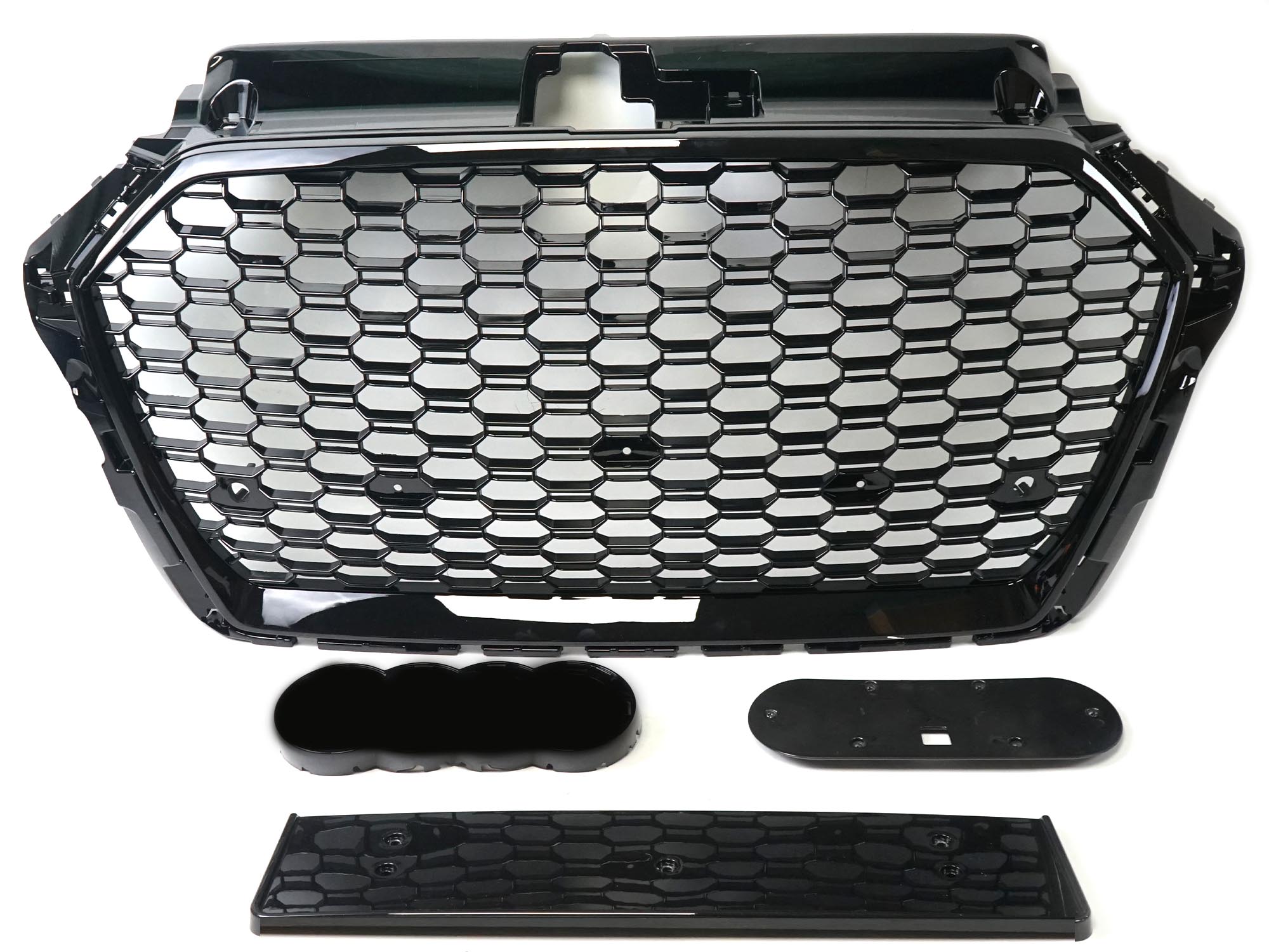 Sport Grill Wabengrill Kühlergrill Schwarz für AUDI A3 S3 8V S Line Facelift 2016-2020 NON ACC fg164