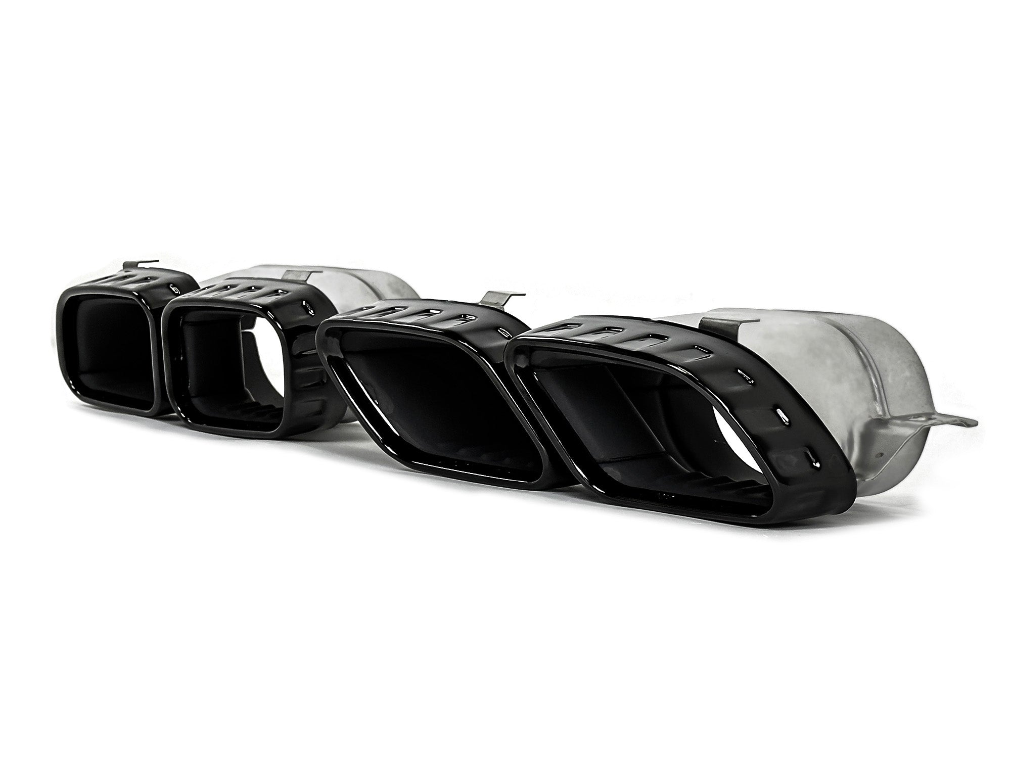 Schwarz Heckdiffusor + Auspuffblenden für Mercedes C207 Coupe A207 Cabrio E250 E350 AMG Line 2013-2017