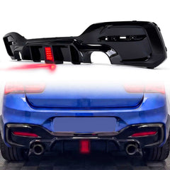 Schwarz Glanz Diffusor Heckdiffusor mit Licht für BMW 1er F20 F21 M Paket 15-19 LCI OHNE ABE