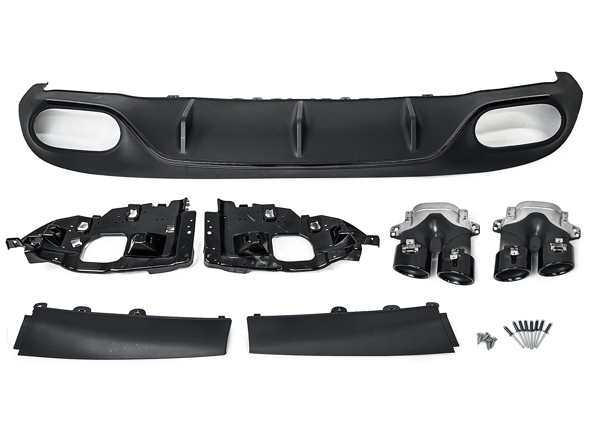 E53 Optik Heckdiffusor Auspuff Schwarz für Mercedes C238 A238 AMG-Line 16-24